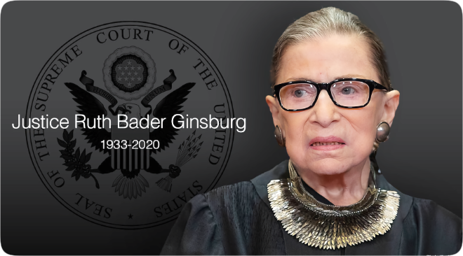 photo of Apple CEO Tim Cook praises Supreme Court justice Ruth Bader Ginsburg on the occasion of her death image