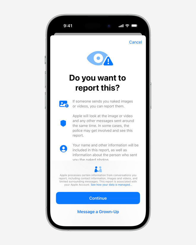 photo of New iMessage feature allows children to report nudity to Apple image